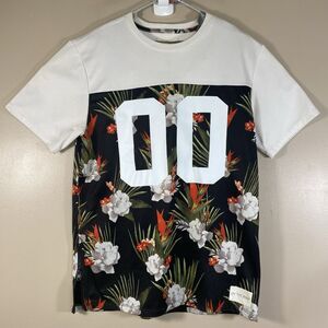 On The Byas Mesh Shirt Men's Medium Floral Number 00 Crew Neck  Jersey